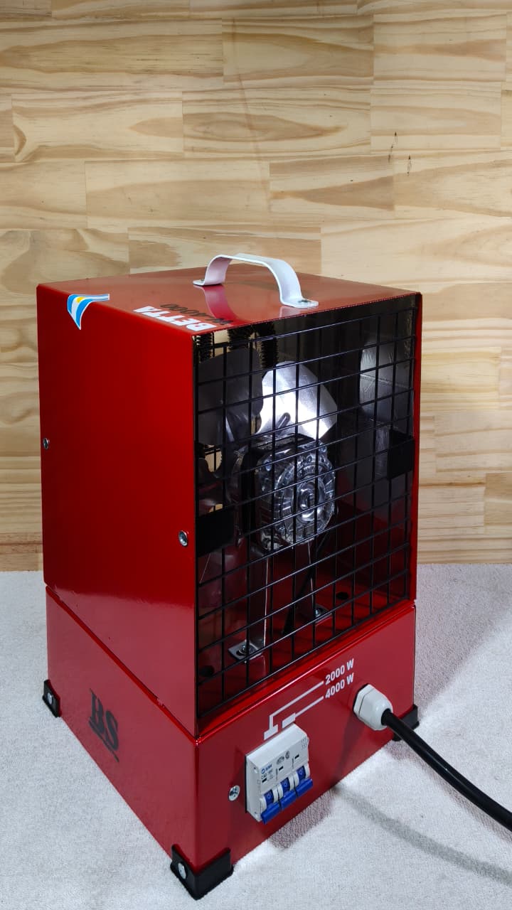 Calefactor industrial Betta W-4000 — vista frontal con ventilador y llave de potencia